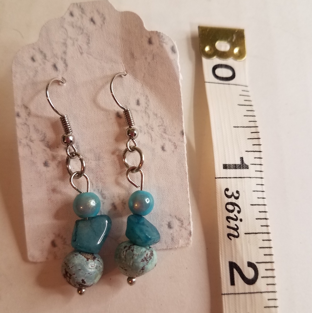 Handmade earrings Blue Rock j299 - Picture 2 of 2